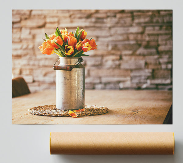 Orange Tulips In Tin Print