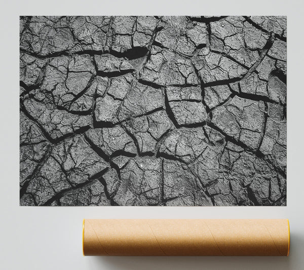Black Cracked Earth Giclee Print