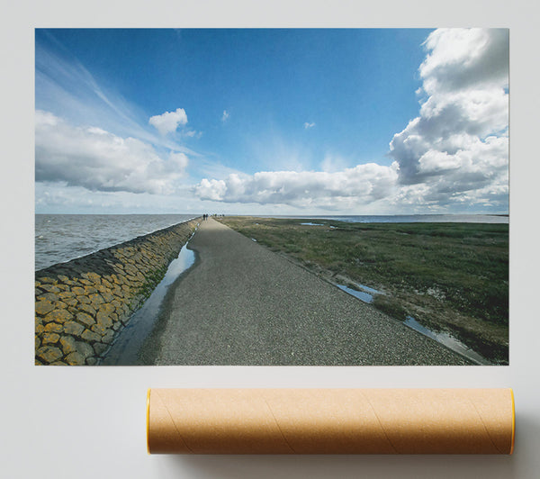 Blue Sky Path To The Sea Poster