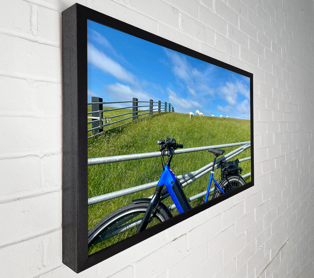  A Canvas Print of Blue Bike And Sheep Canvas Wall Art