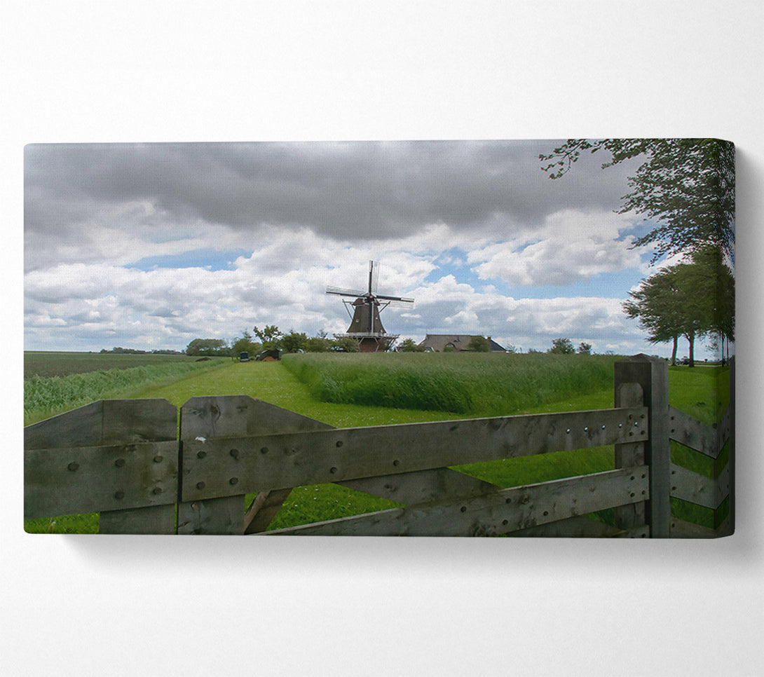  A Canvas Print of Green Gate To Windmill Canvas Art