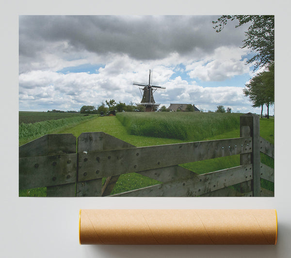 Green Gate To Windmill Print