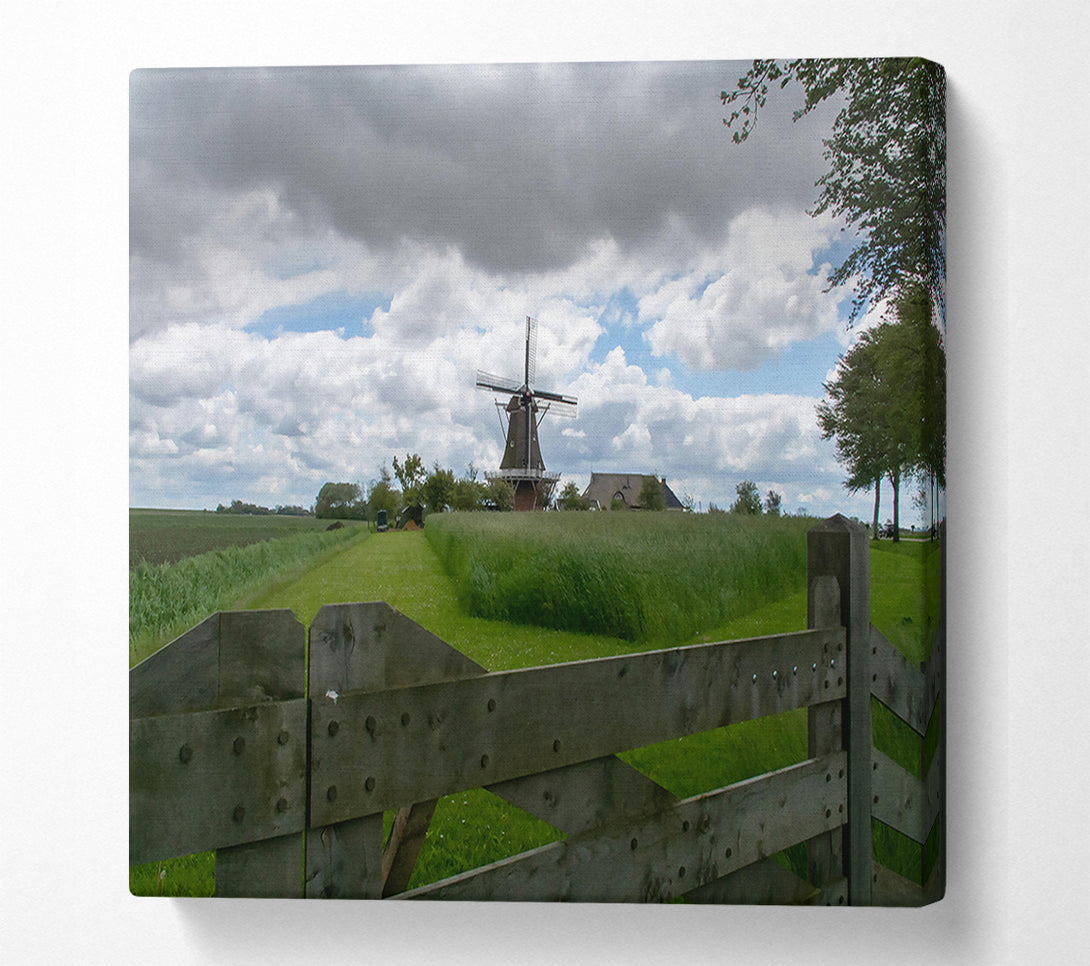  A Canvas Print of Green Gate To Windmill Canvas Art