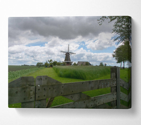  A Canvas Print of Green Gate To Windmill Canvas Art