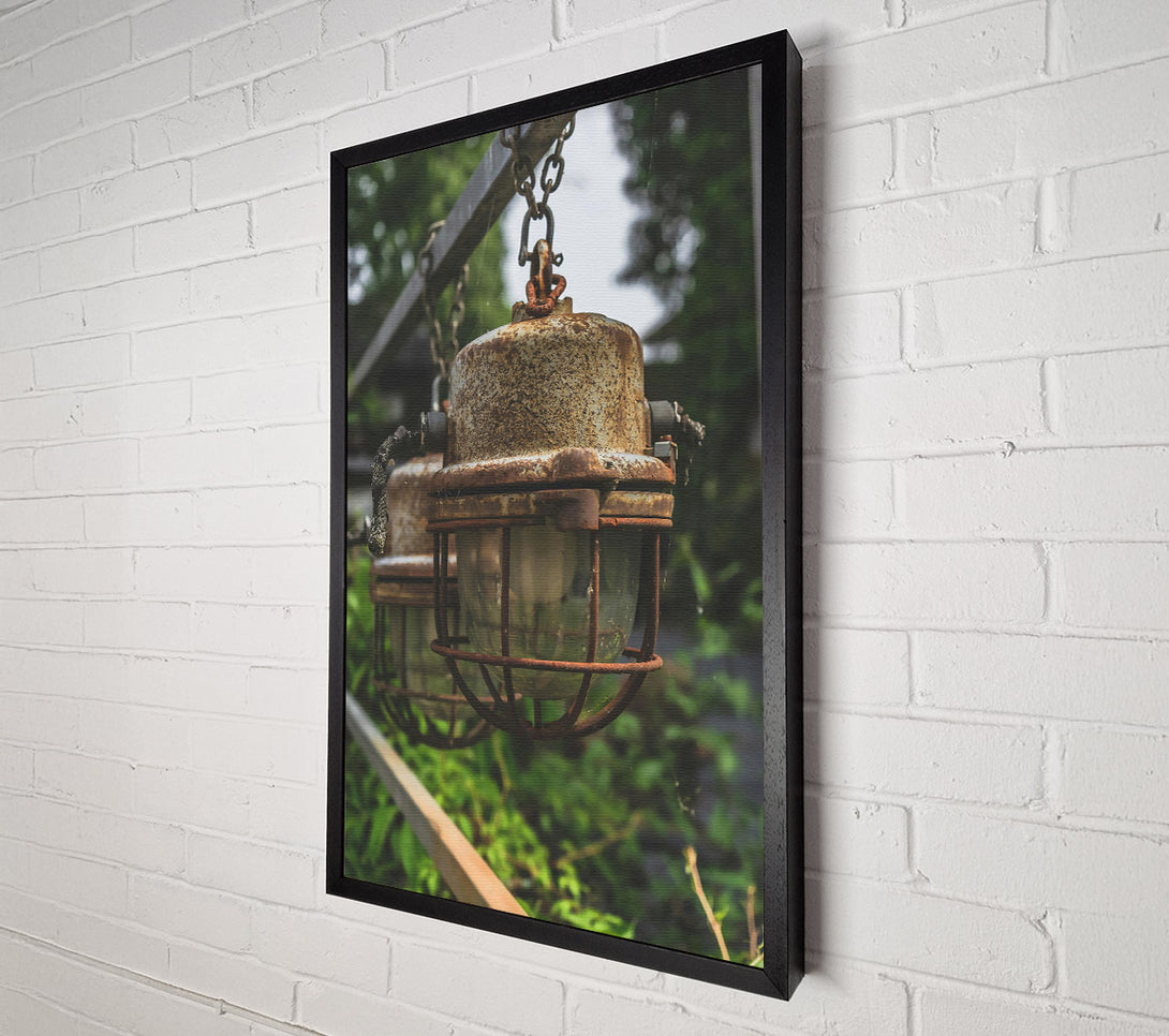  A Canvas Print of Rusty Grey Cage Lights Canvas Print