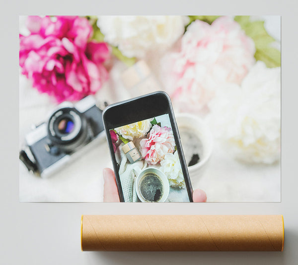 Pink Floral Still Life Poster