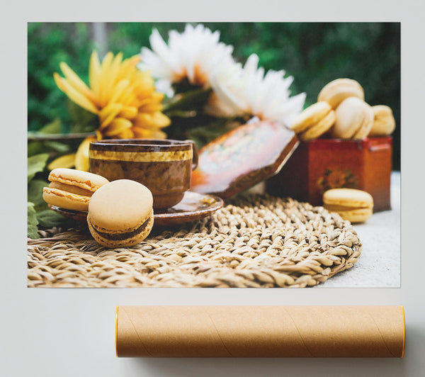Brown Macarons And Tea Giclee Print