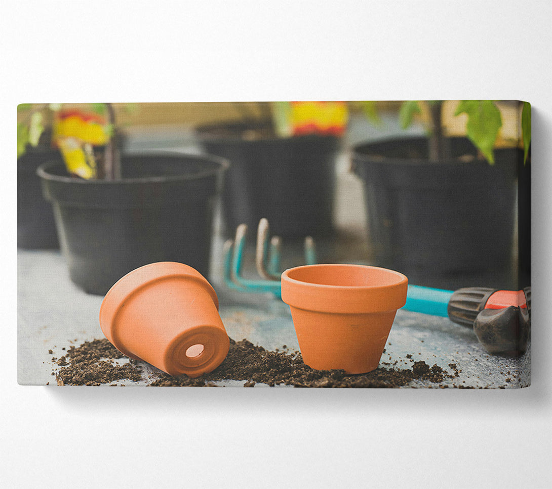  A Canvas Print of Orange Clay Pots Canvas Wall Art