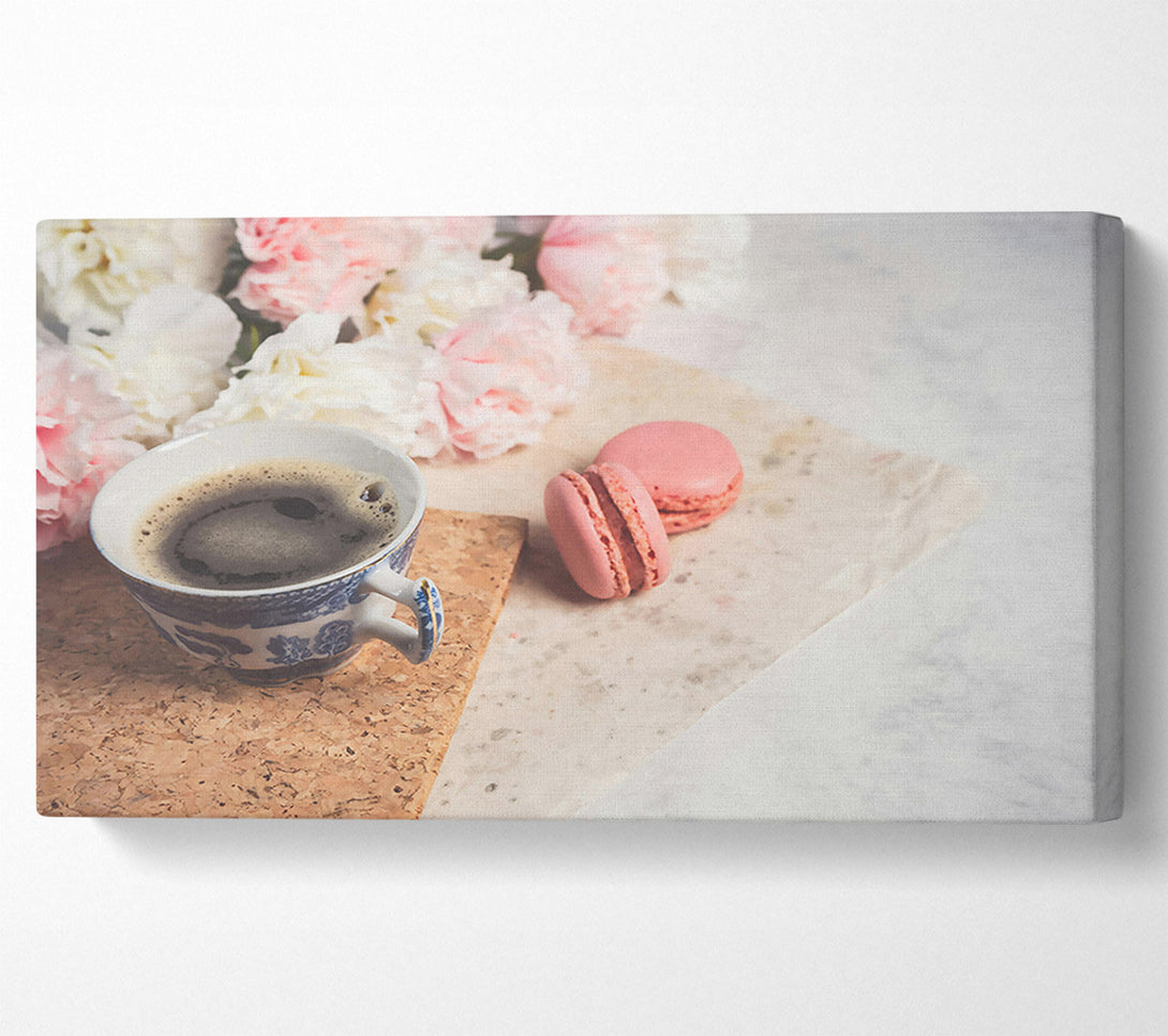 A Canvas Print of Pink Macarons & Coffee Canvas Print