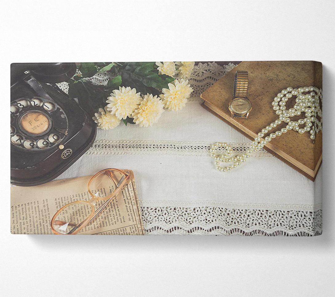  A Canvas Print of Creamy Vintage Still Life Canvas Art