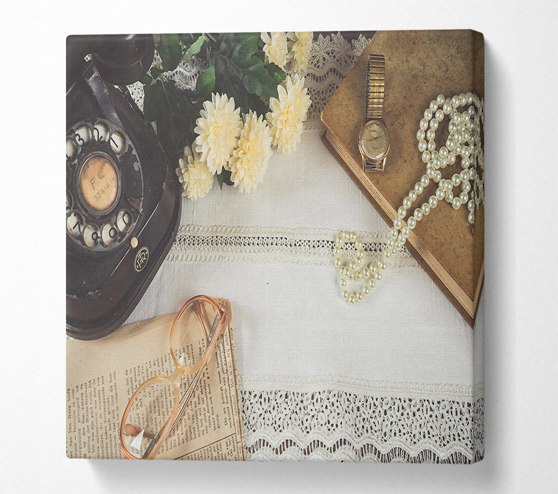  A Canvas Print of Creamy Vintage Still Life Canvas Art