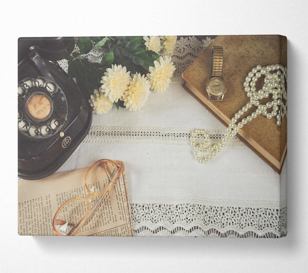  A Canvas Print of Creamy Vintage Still Life Canvas Art