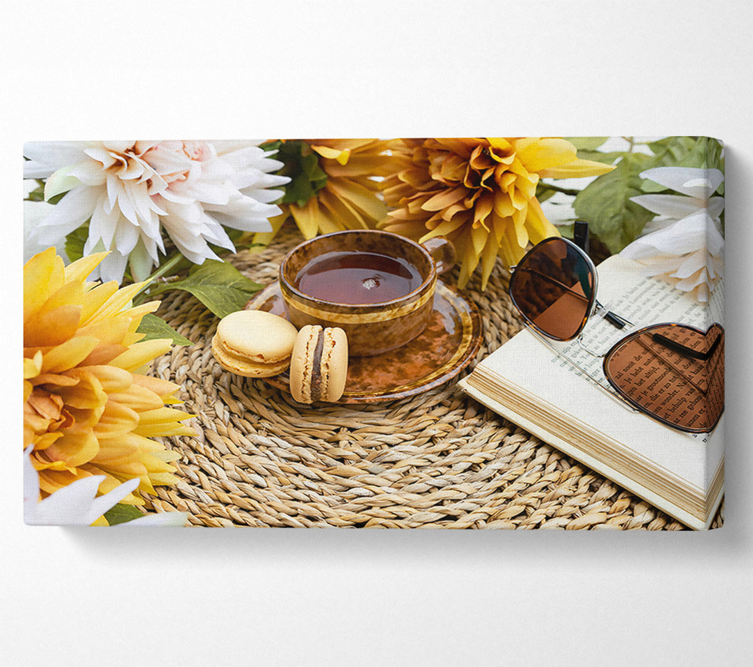  A Canvas Print of Brown Tea & Macarons Canvas Print