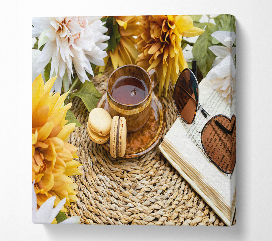  A Canvas Print of Brown Tea & Macarons Canvas Print