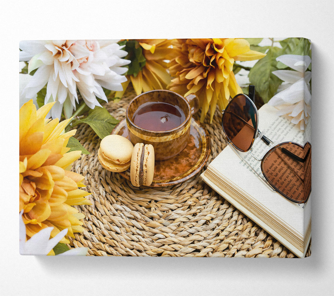  A Canvas Print of Brown Tea & Macarons Canvas Print