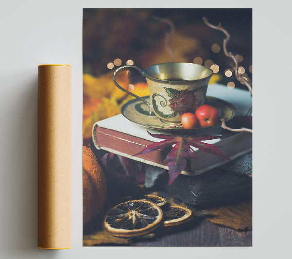 Golden Autumn Teacup Poster