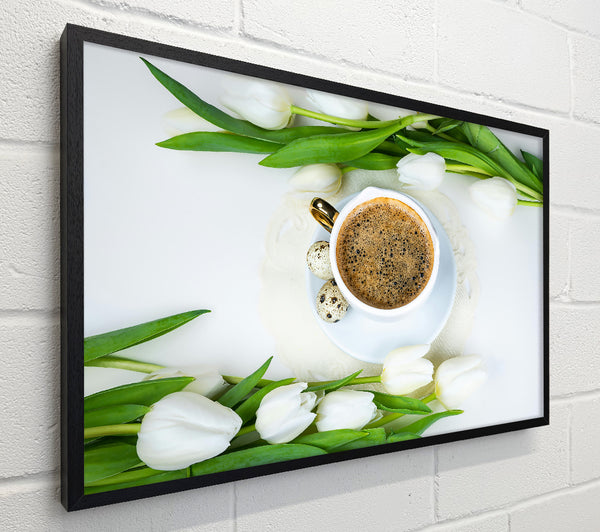 White Tulips And Brown Coffee