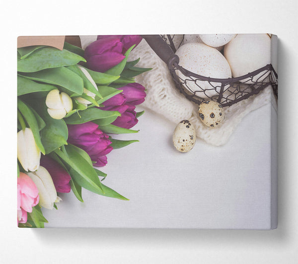Purple Tulips And Eggs