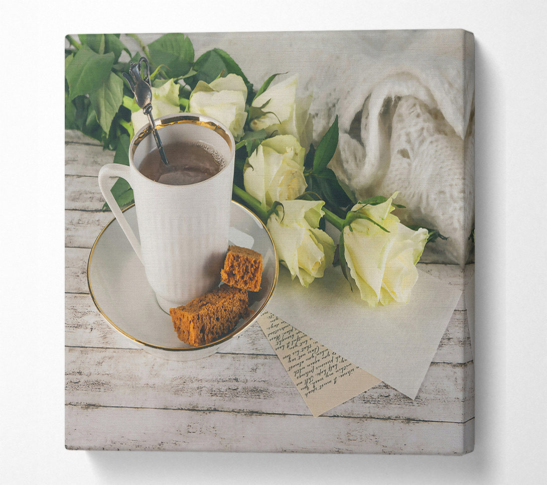  A Canvas Print of Creamy White Roses Canvas Art