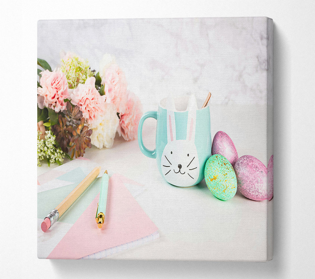  A Canvas Print of Mint Bunny Mug And Eggs Canvas Print