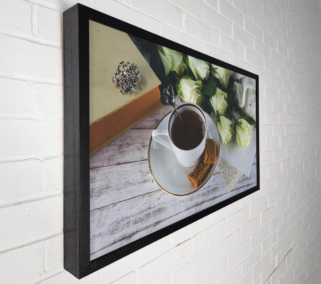  A Canvas Print of White Tea And Roses Canvas Art