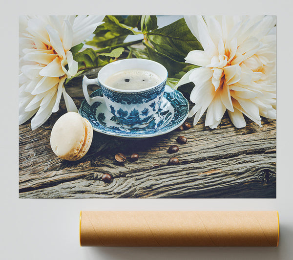 Blue Floral Coffee Break Print