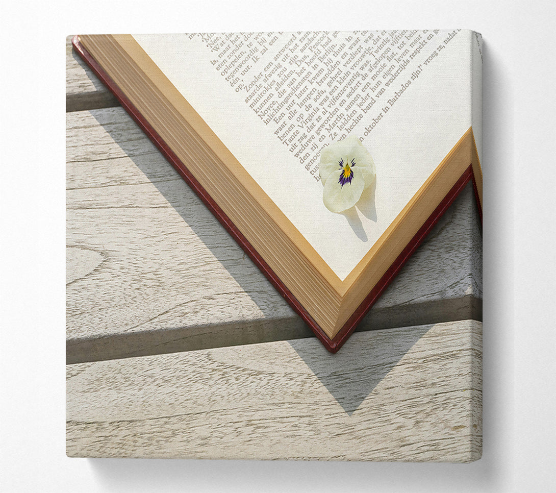  A Canvas Print of White Flower And Book Canvas Wall Art