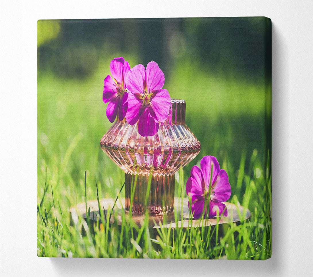  A Canvas Print of Pink Bloom In Glass Canvas Wall Art