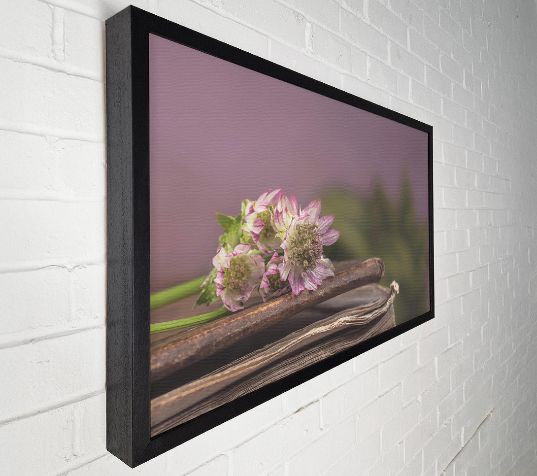  A Canvas Print of Lavender Bloom On Books Canvas Wall Art