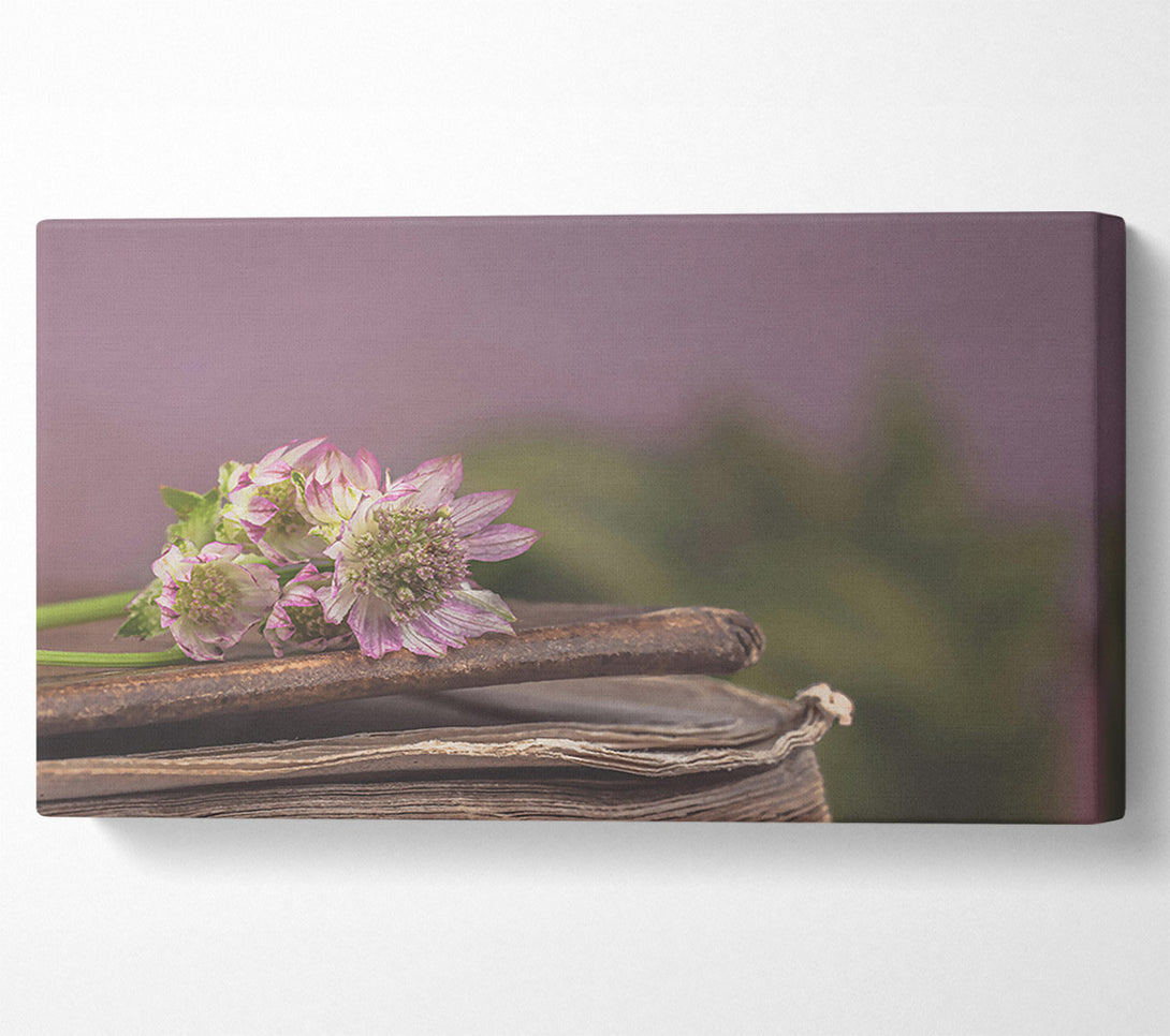  A Canvas Print of Lavender Bloom On Books Canvas Wall Art