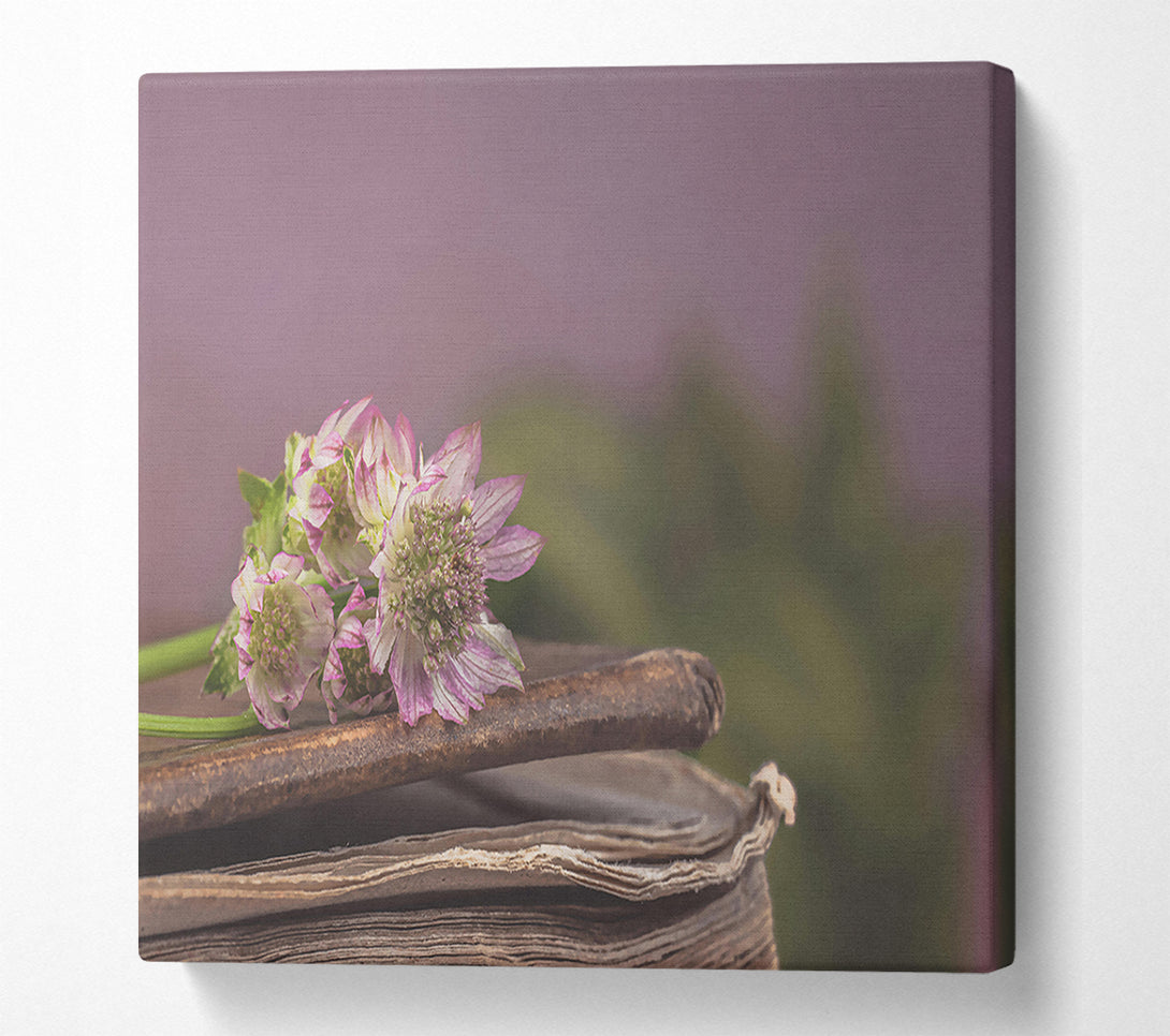  A Canvas Print of Lavender Bloom On Books Canvas Wall Art