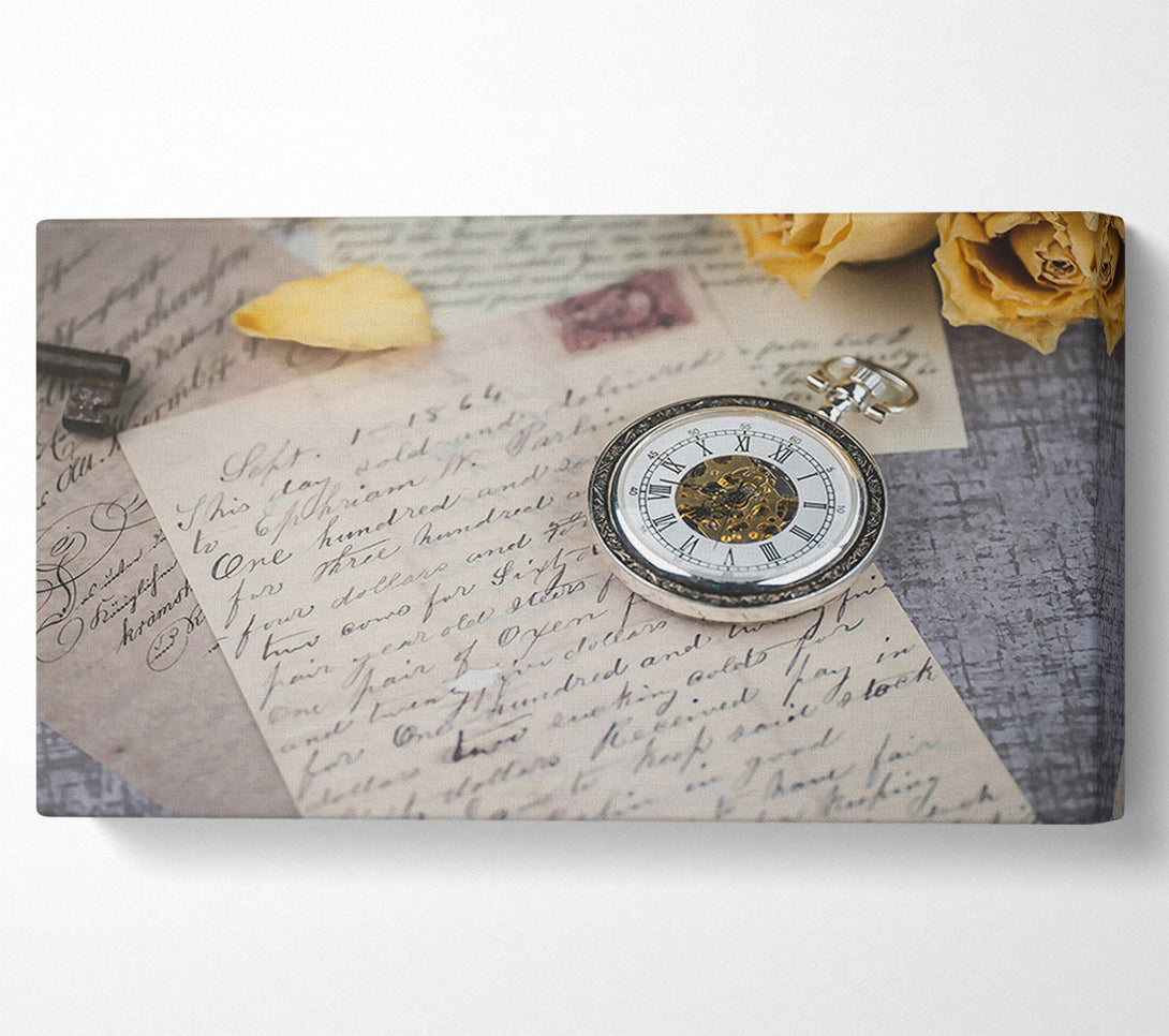  A Canvas Print of Silver Time And Letters Canvas Print