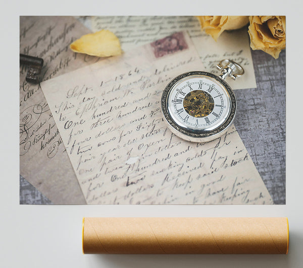Silver Time And Letters Print