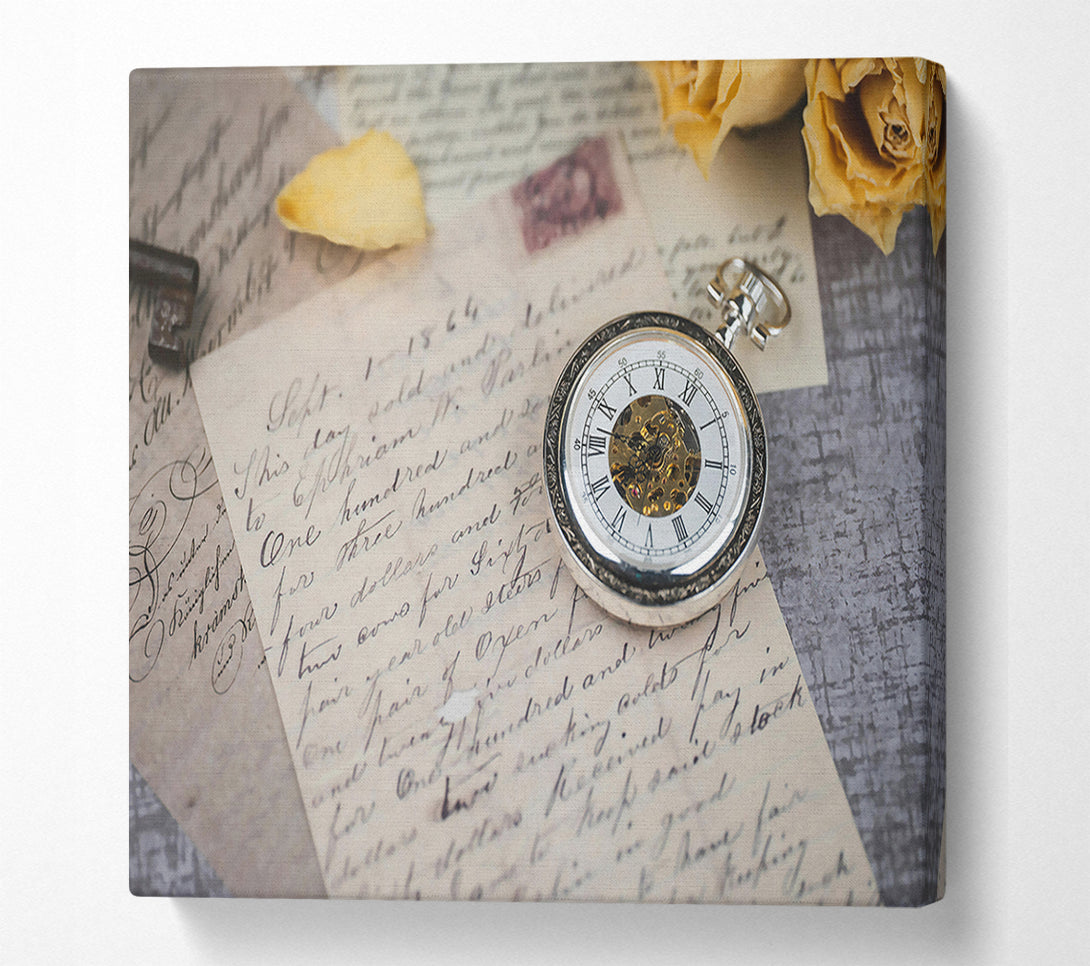  A Canvas Print of Silver Time And Letters Canvas Print