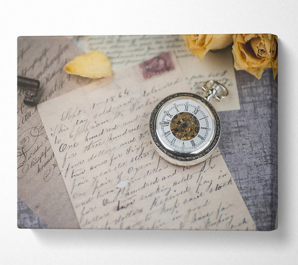  A Canvas Print of Silver Time And Letters Canvas Print
