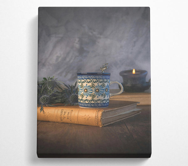  A Canvas Print of Blue Floral Mug Light Canvas Wall Art