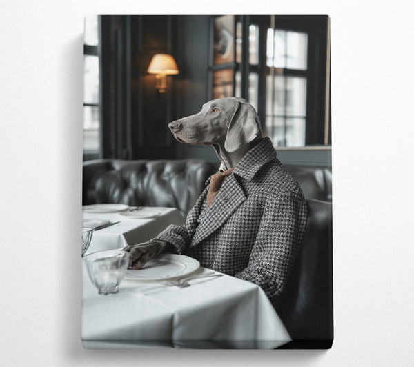  A Canvas Print of Silver Labrador Ready For Dinner Canvas Art