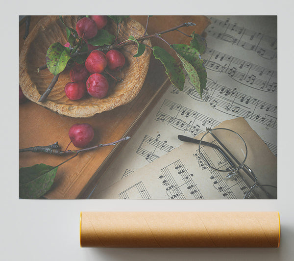 Red Notes And Leaves Giclee Print