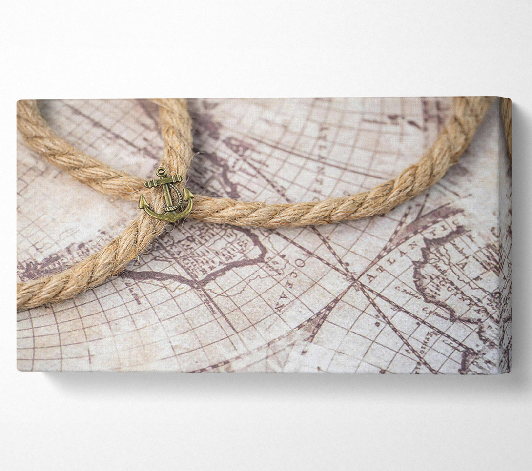  A Canvas Print of Brown Rope And Anchor Canvas Wall Art
