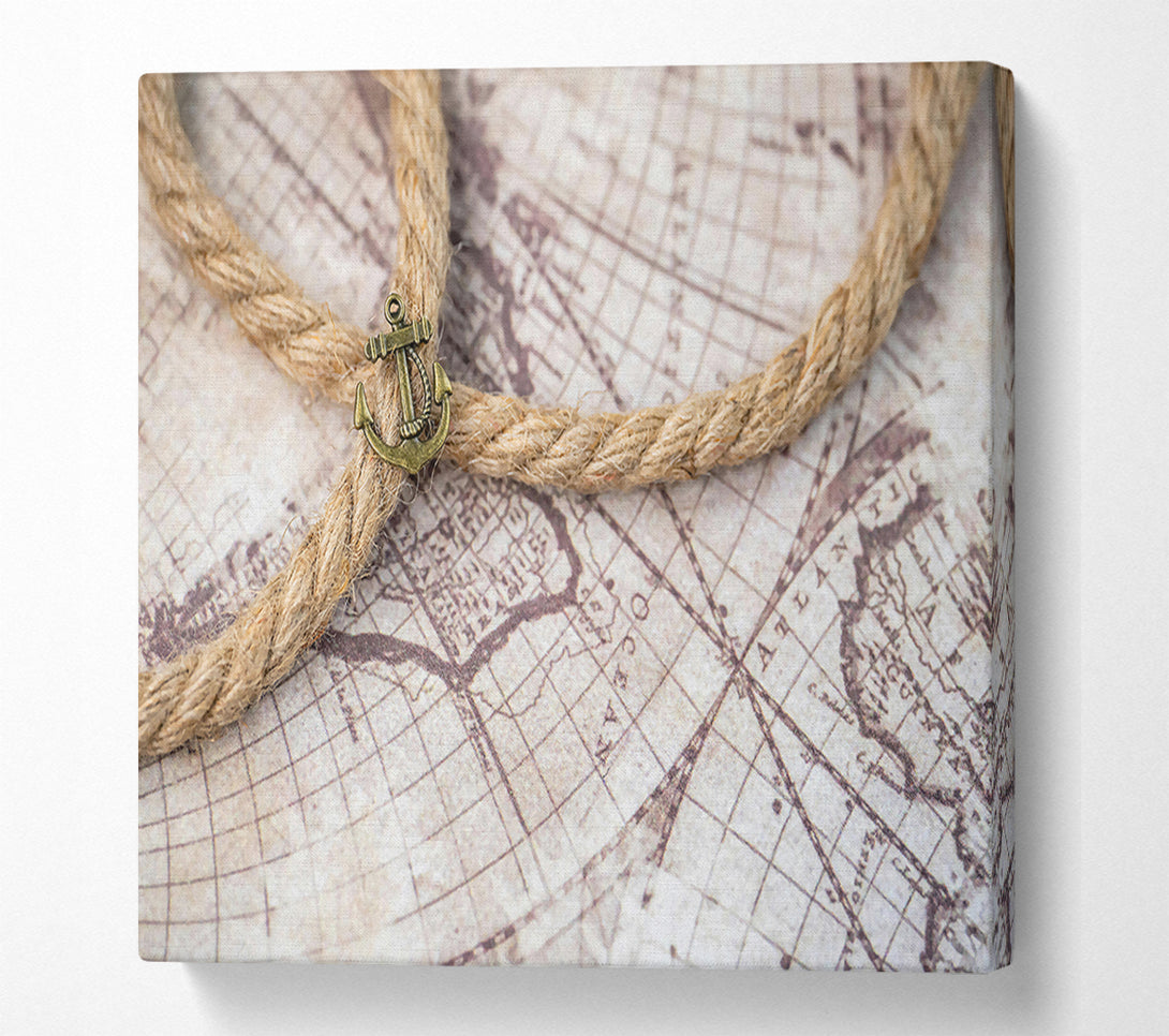  A Canvas Print of Brown Rope And Anchor Canvas Wall Art