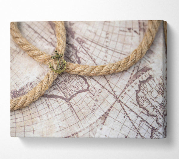  A Canvas Print of Brown Rope And Anchor Canvas Wall Art