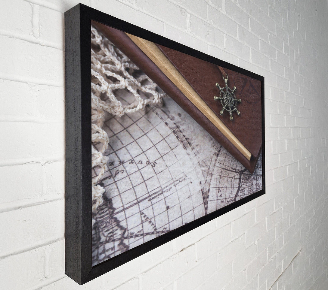  A Canvas Print of Brown Leather Compass Canvas Print