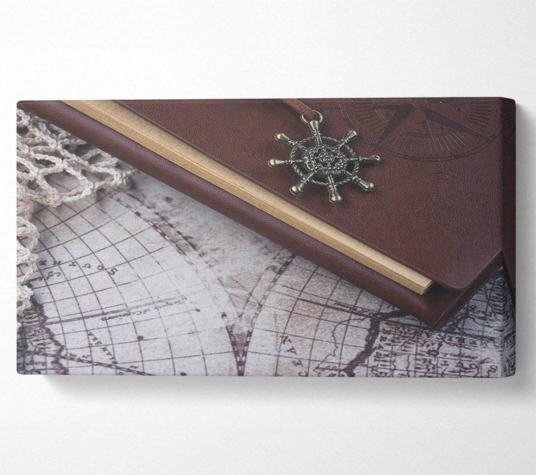  A Canvas Print of Brown Leather Compass Canvas Print