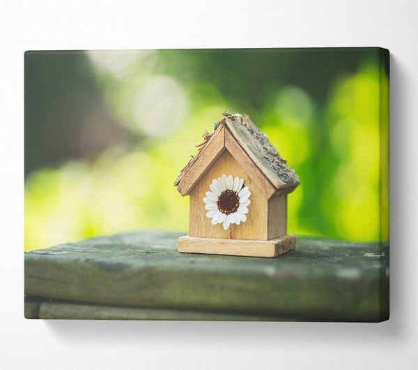  A Canvas Print of White Flower Birdhouse Canvas Print