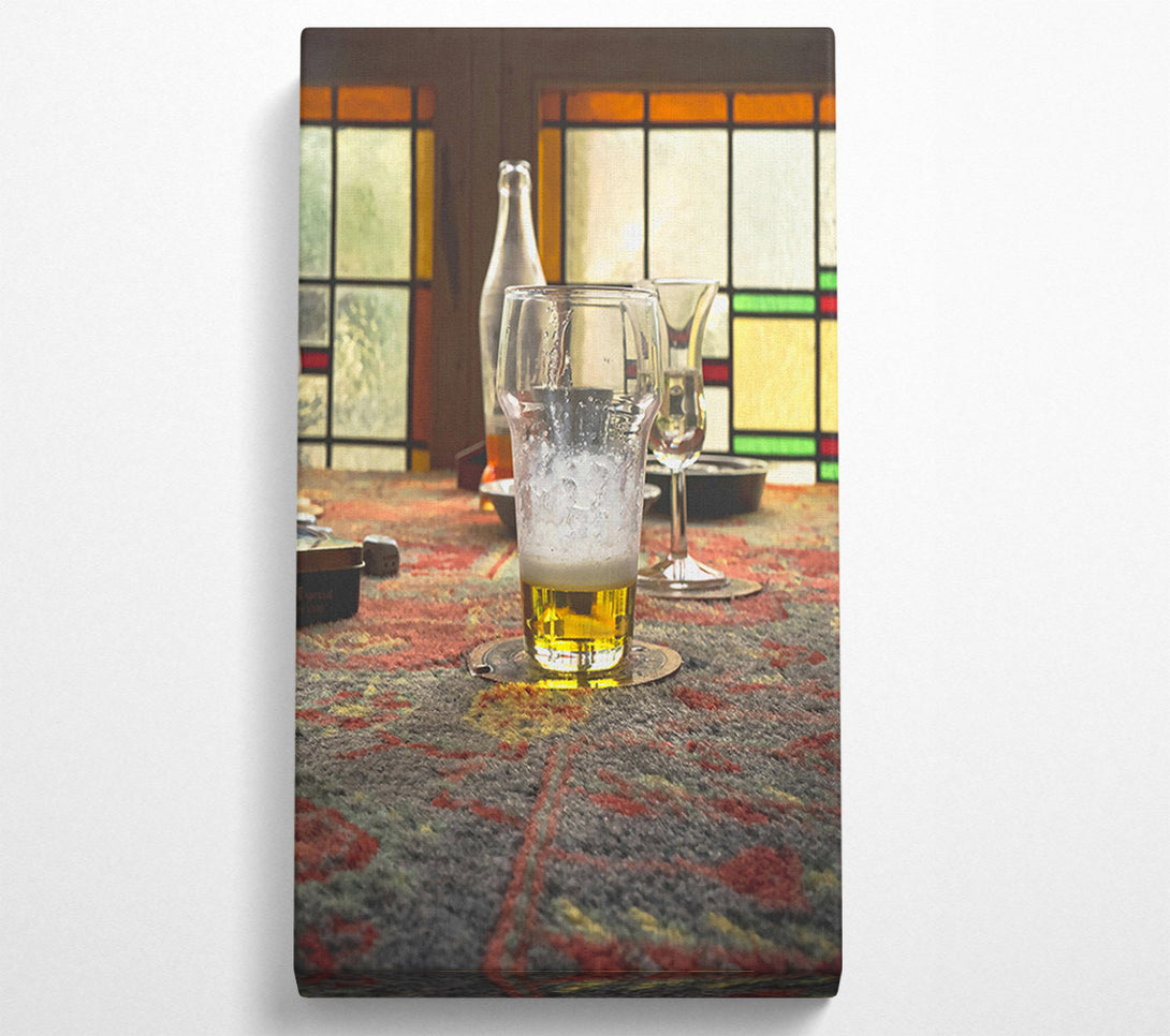  A Canvas Print of Golden Hour Beer Glass Canvas Art