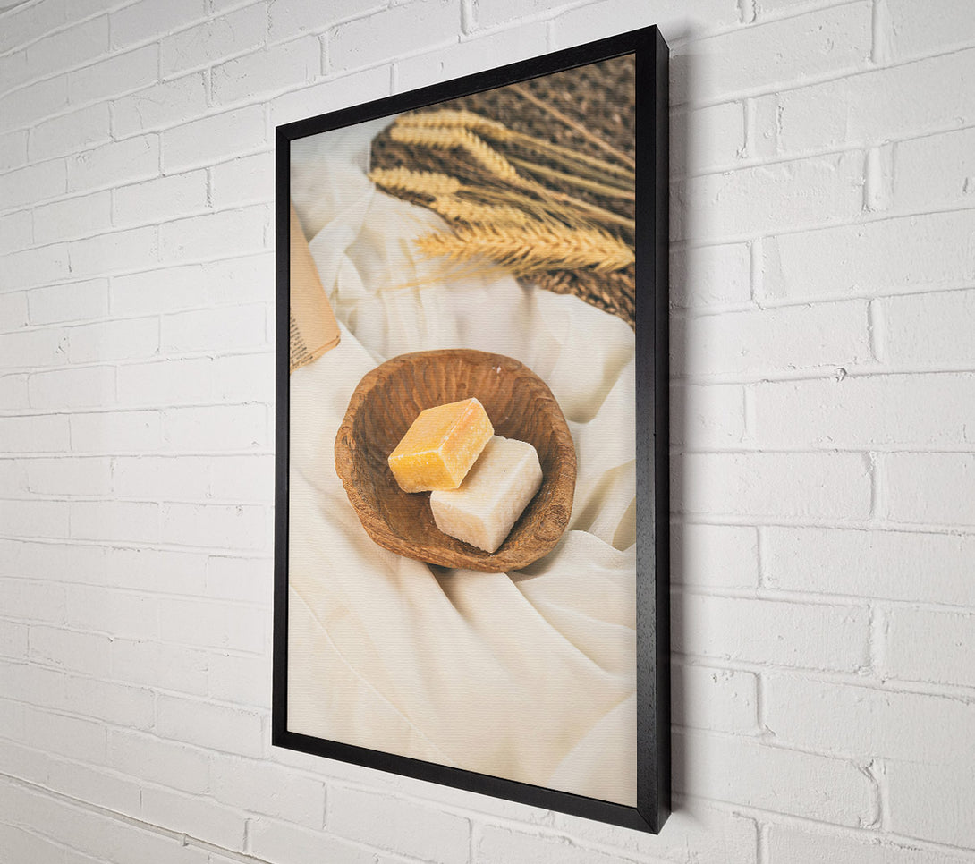  A Canvas Print of Golden Soaps In Bowl Canvas Art