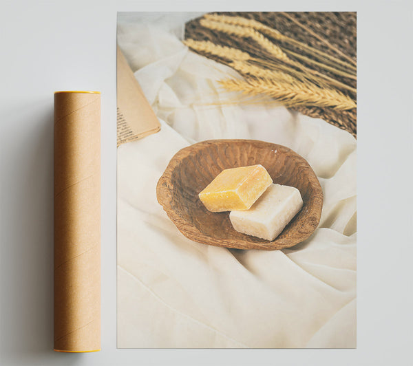 Golden Soaps In Bowl Print