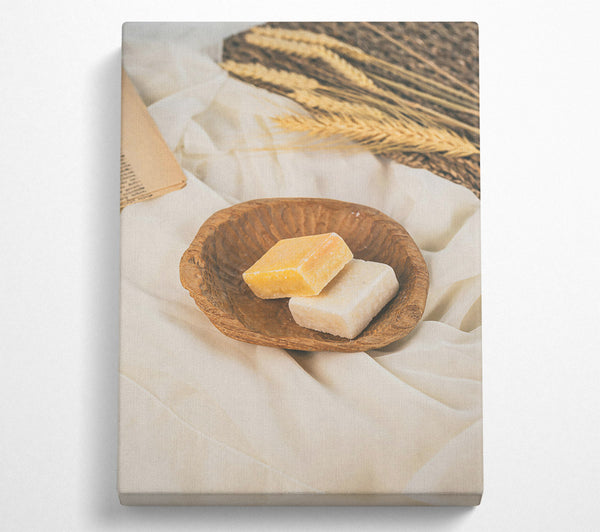  A Canvas Print of Golden Soaps In Bowl Canvas Art