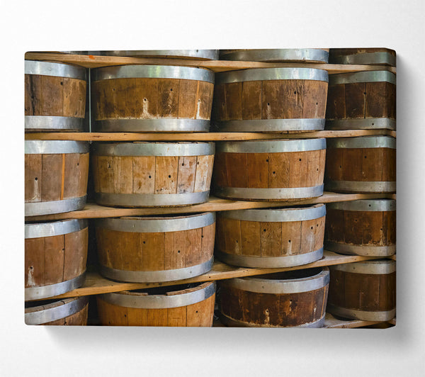  A Canvas Print of Brown Wooden Barrels Canvas Print