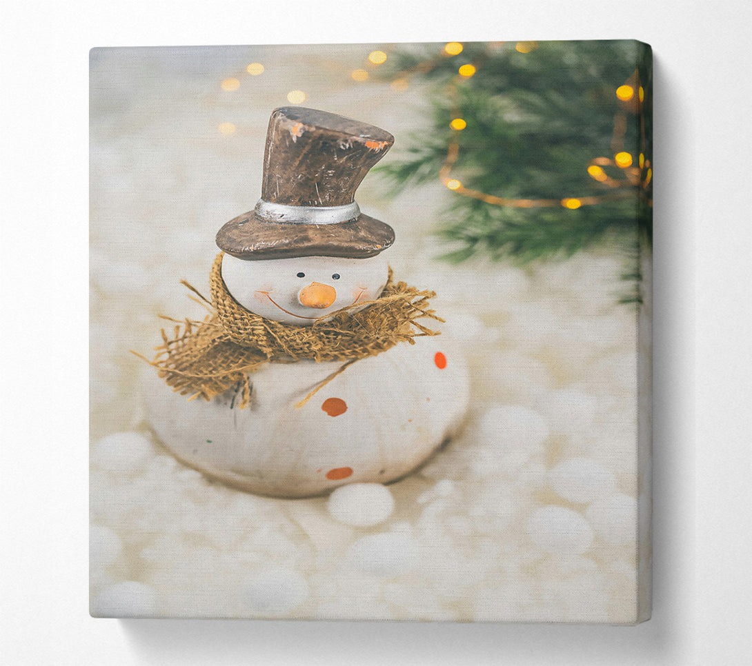 A Canvas Print of White Festive Snowman Canvas Print
